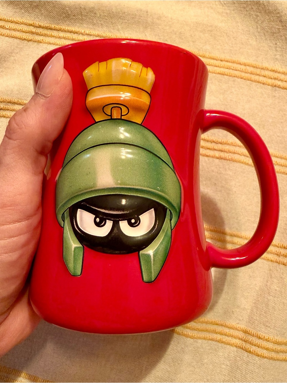 Red Mug with 3D Green Marvin the Martian Graphic Vintage